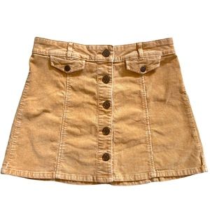 BDG Urban Outfitters Corduroy Mini Skirt Womens 4 Tan Button Front Pockets